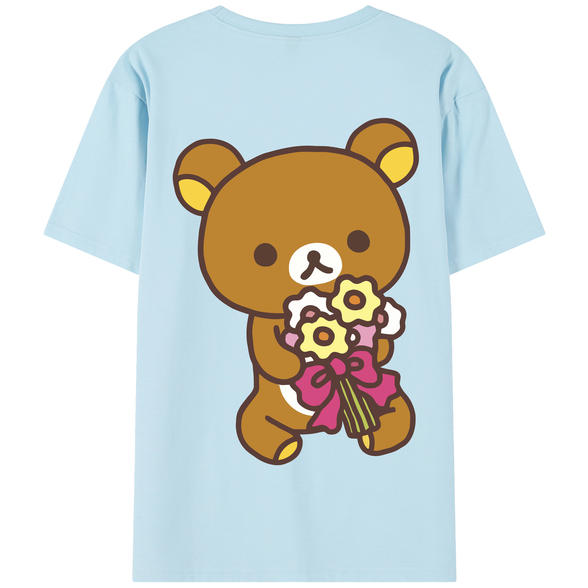 （画像用） リラックマ リラックマ キイロイトリ Rilakkuma Korilakkuma Kiiroitori 綿100％半袖Tシャツ（背面プリント）